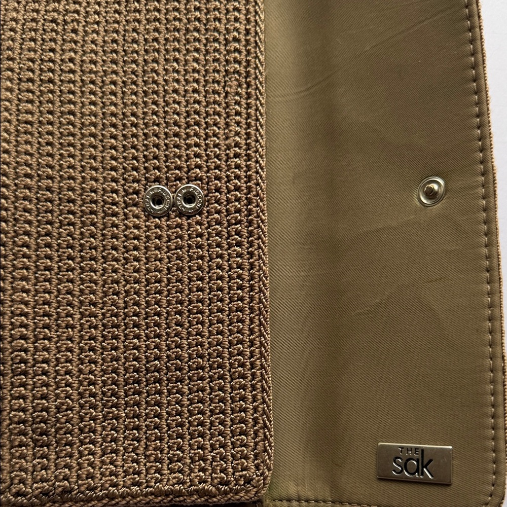 The Sak Tan Crochet Shoulder Bag with Matching Wristlet and Pouch - Picture 14 of 15